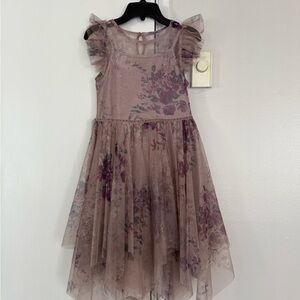 Charming Floral Kids Dress in Purple and Pink